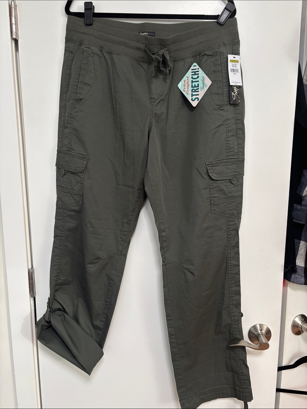 Style & Co. Olive Green Cargo Drawstring Boot-Cut Pants